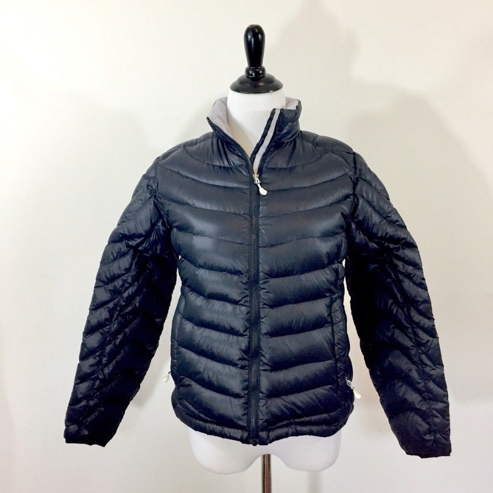 Lands End Black Ultra Light Packable Down Jacket S